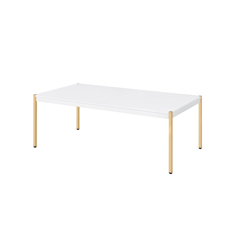 ACME Otrac Coffee Table, White & Gold Finish
