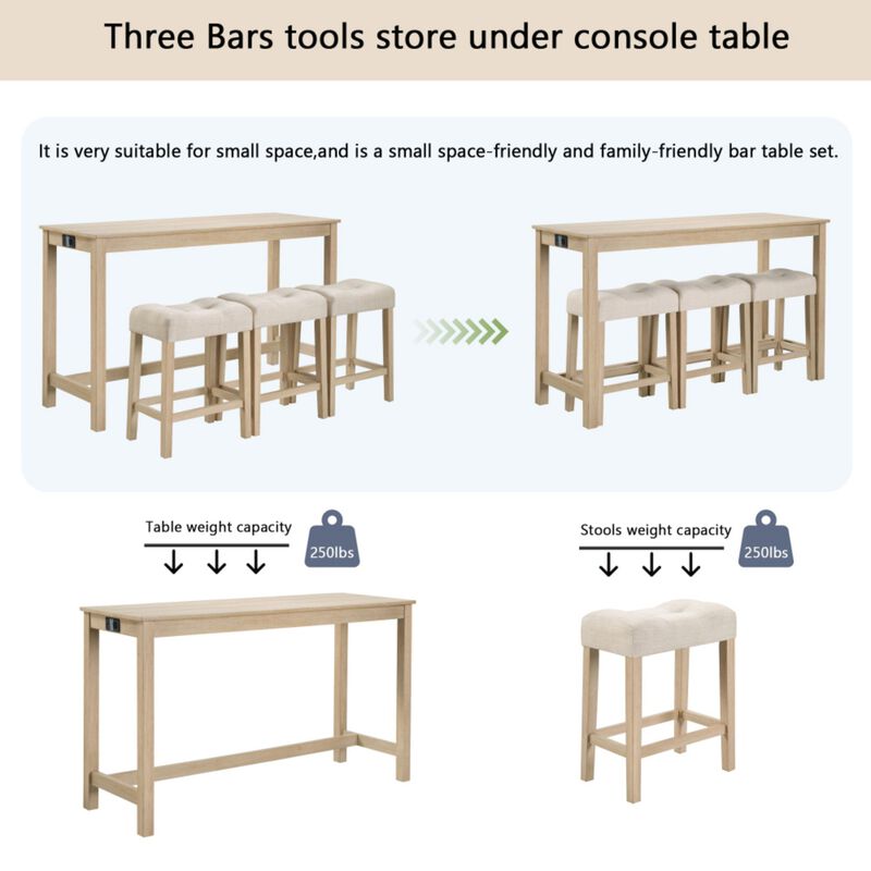 Kepfuf 4‑Piece Farmhouse Bar Table Set image number 7