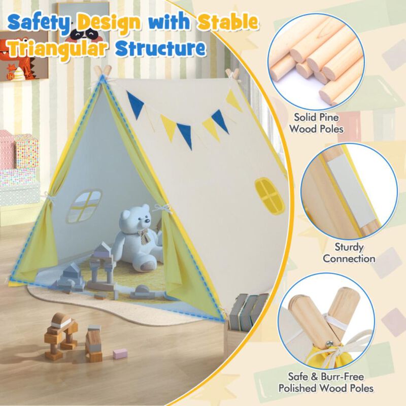 Hivvago Kids Play Tent with Solid Wood Frame Holiday Birthday Gift & Toy for Boys & Girls