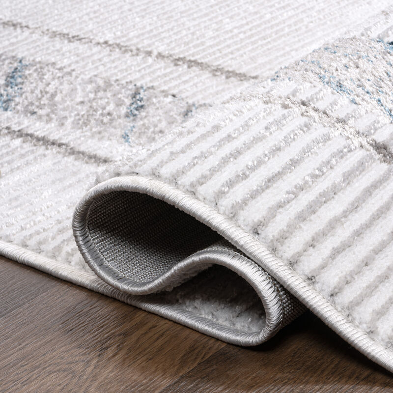 Athens Classic Border Marble Pattern High-Low Area Rug