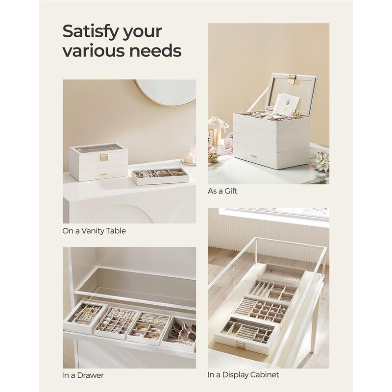 4-Tier Stackable Jewelry Trays for Organized Accessory Storage