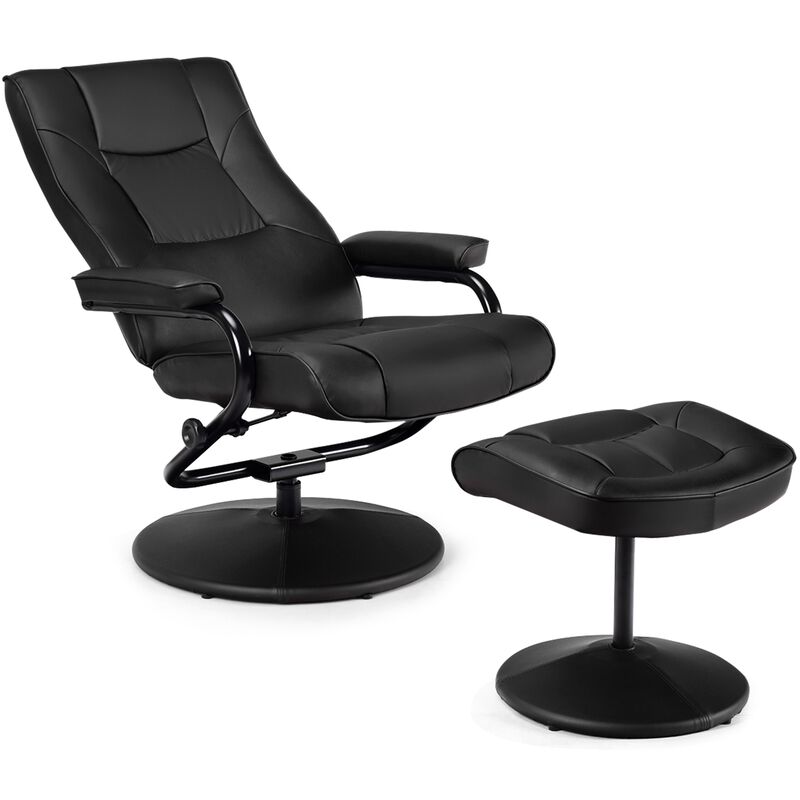 360&deg; PVC Leather Swivel Recliner Chair with Ottoman image number 0