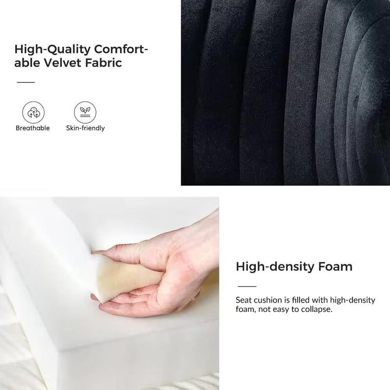 Hivvago Velvet Upholstered Wingback Accent Side Chair w/ Gold Metal Legs