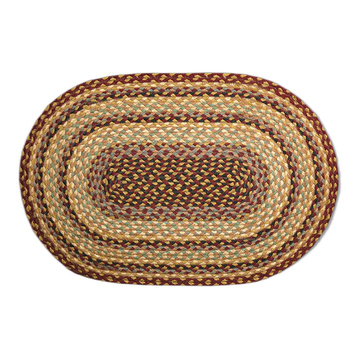 Earth Rugs C-357 Burgundy Gray Cream Oval Braided Rug 20 X 30