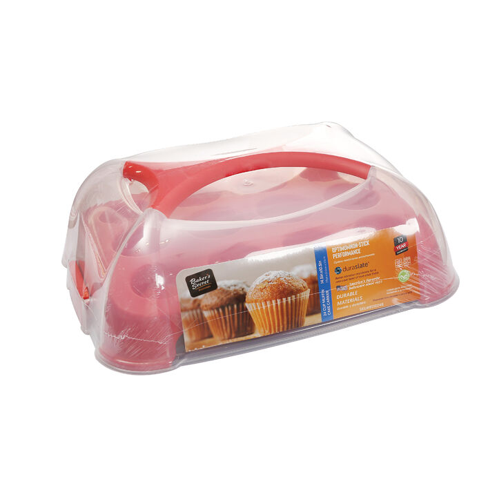 Baker's Secret Non-stick 24 Cup Muffin Cupcake Cake Carrier, Dark Gray Essentials Line Carbon Steel