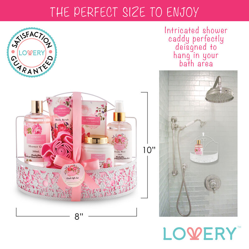 Lovery Home Spa Gift Basket - Wild Rose & Raspberry Leaf Scent - 7pc image number 4