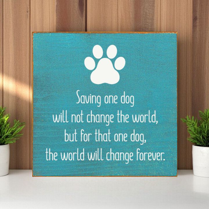 Inspirational Dog Rescue Wall Decor Wooden Sign for Pet Lovers