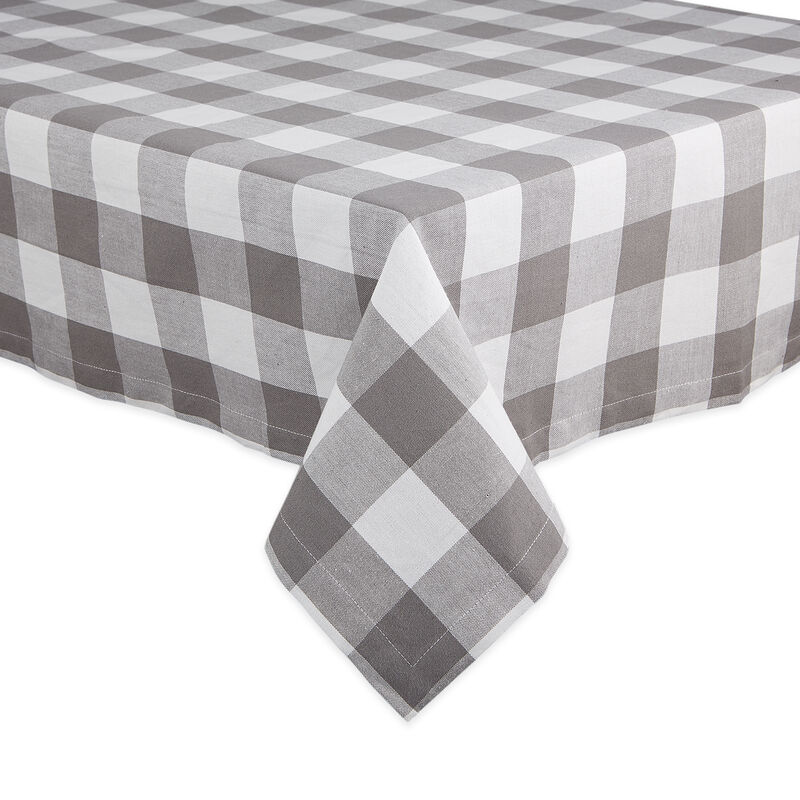 52" Gray and White Checkered Tablecloth image number 1