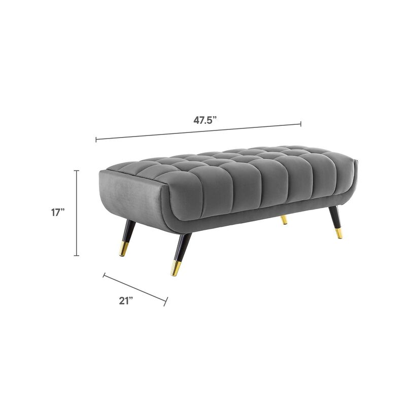 Modway Adept 47.5" Performance Velvet Bench in Gray image number 2
