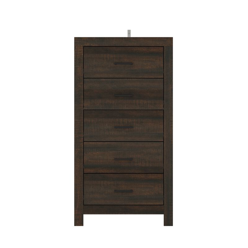 FUFU&GAGA 5-Drawer Chest for Bedroom Storage, (23.6" W x 15.7" D x 45.3" H), White