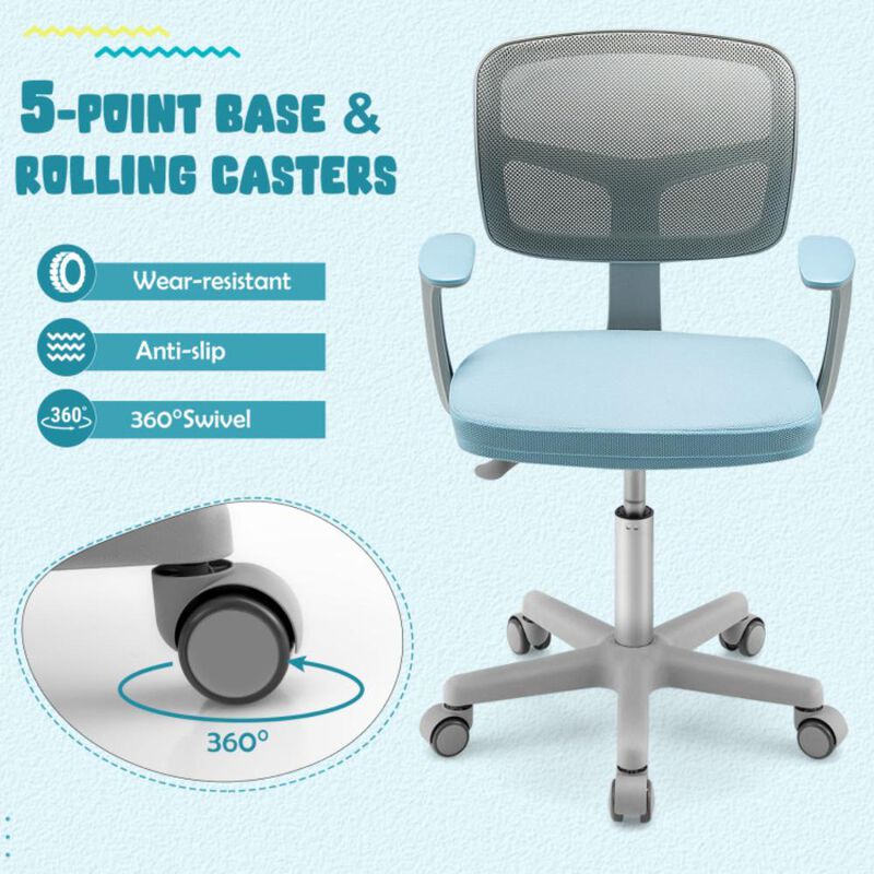 Hivvago Adjustable Desk Chair with 5 Rolling Universal Casters for Kids