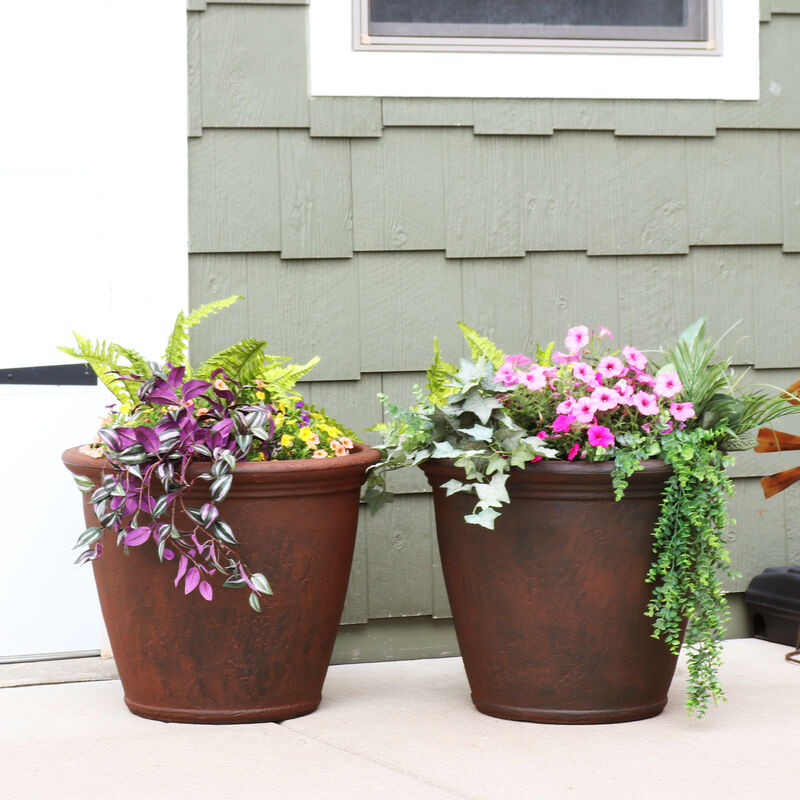 Anjelica Outdoor Flower Pot Planter - 24-Inch - 3-Pack
