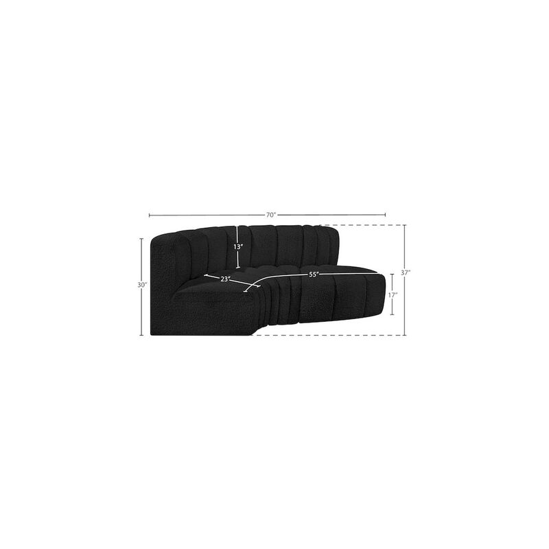 Meridian Furniture Arc Black Boucle Fabric Modular Sofa