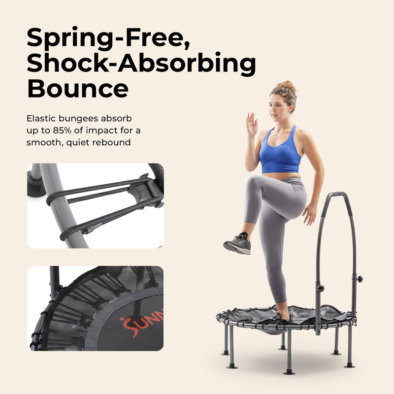 Sunny Health & Fitness Active Quiet Fitness 36" Trampoline with Adjustable Stability Handlebar image number 2