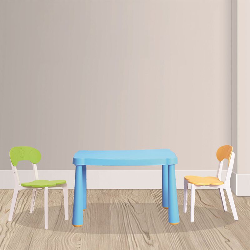 CLIHOME High Quality Plastic Kids Table and Chair Set,3 Piece Children Reading Activity Table and Chair image number 1