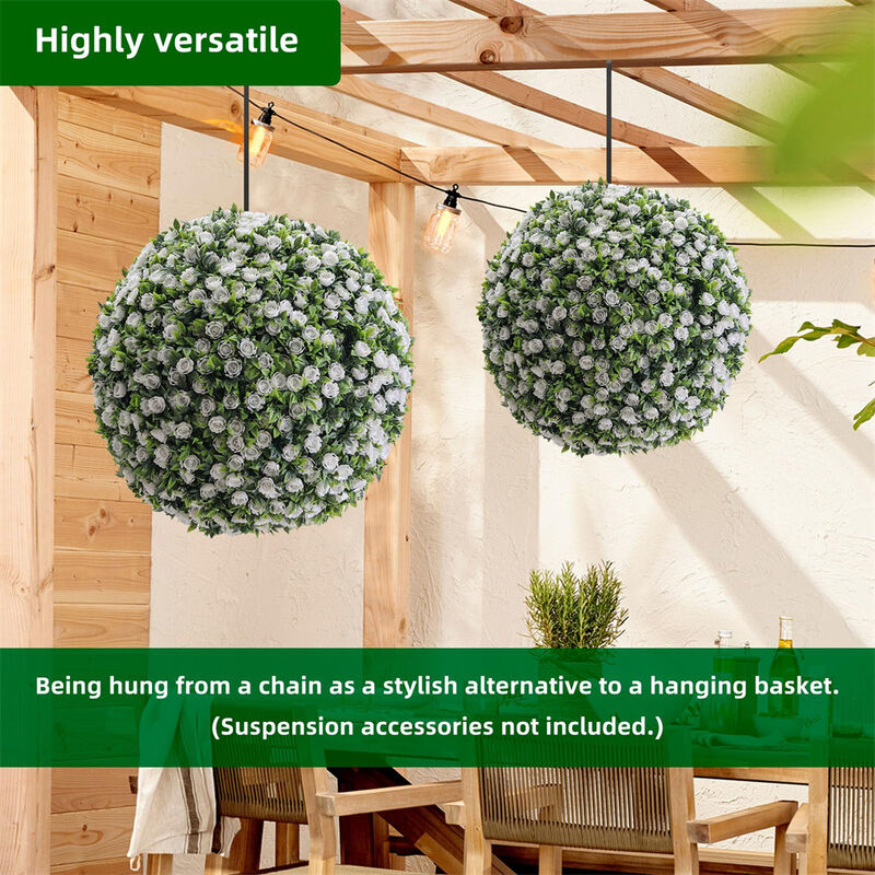 Artificial Topiary Flower Balls, Set of 2 Decorative Topiary Balls Hanging Grass Ball image number 4