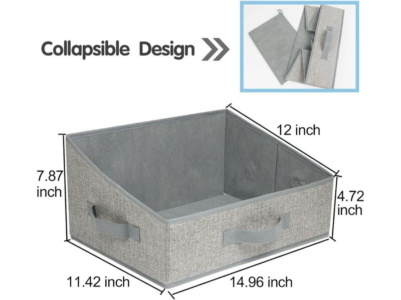 6 Pack Closet Storage Bins Gray Shelf Organizer Baskets for Clothes Toys image number 2