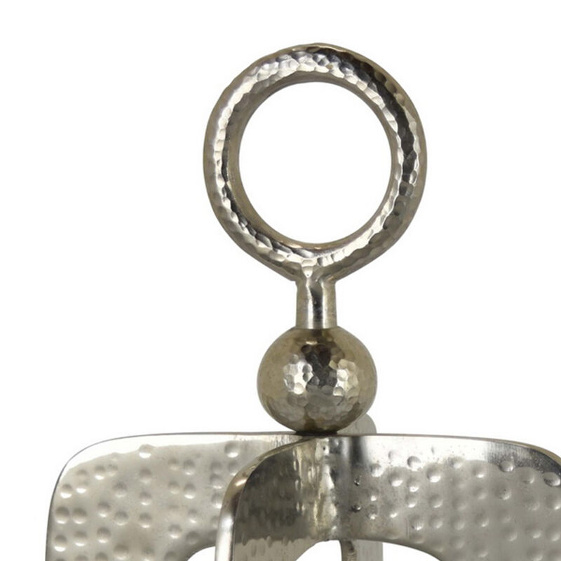 Brie Candle Holder Lantern, 27 Inch, Silver Metal Frame, Glass Shade - Benzara