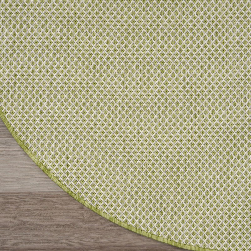 HomeRoots 6' Ivory And Green Round Geometric Indoor Outdoor Area Rug image number 5