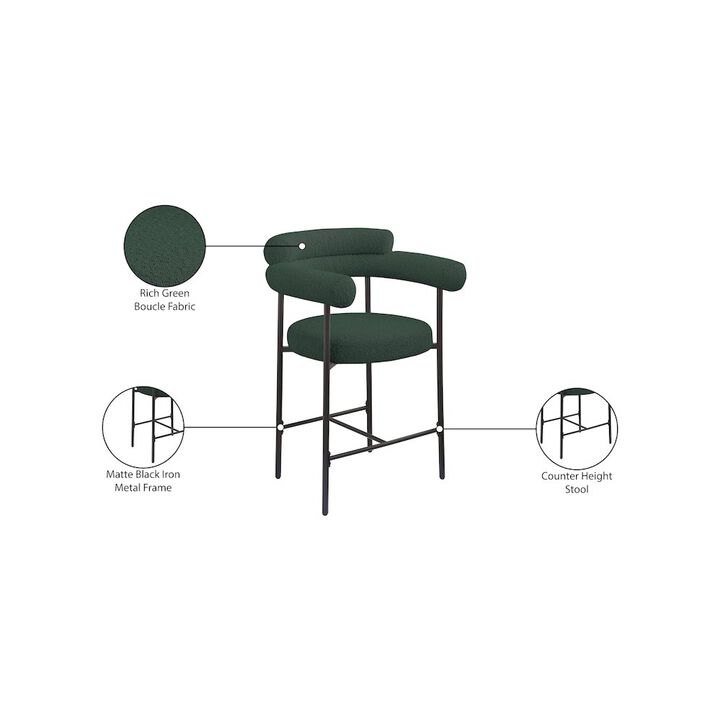 Meridian Furniture Blake Boucle Fabric Counter Stool, Set of 2