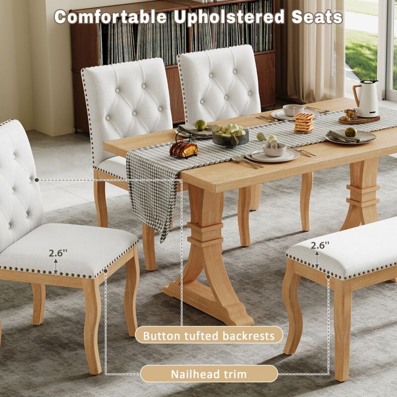 Lilsli 6‑Piece Farmhouse Dining Table Set image number 5