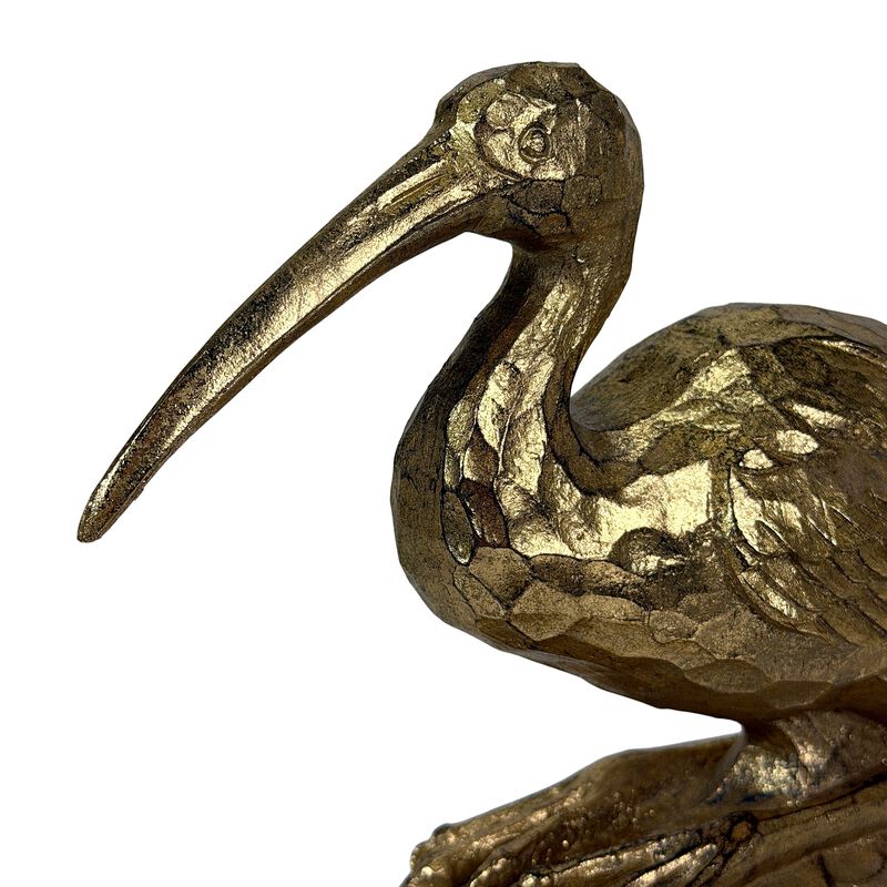Gold Resin Crane Statue Bird Figurine 975 In Antique Style Table Decor image number 4