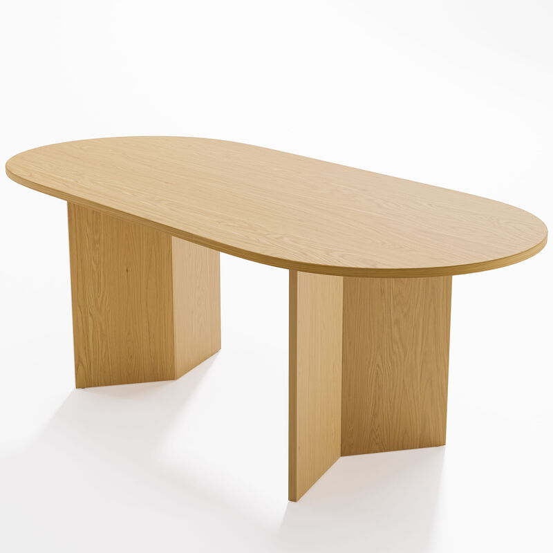 Brix 67V-Shaped Leg Oval Wooden Dining Table in BLACK Color(Seats 6).