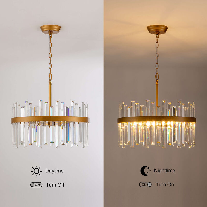 Jojospring Casandra 5-light Drum Crystal Glass Chandelier - 18.5 inches in diameter x 16.5 inches H - Medium-gloss Brushed Brass image number 7