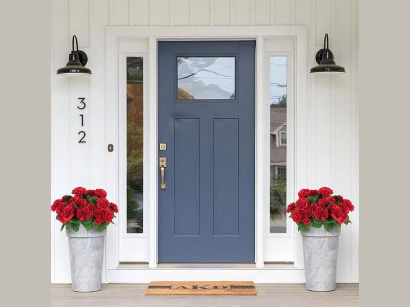 Red Artificial Outdoor Plants UV Resistant Garden Porch Decor image number 1