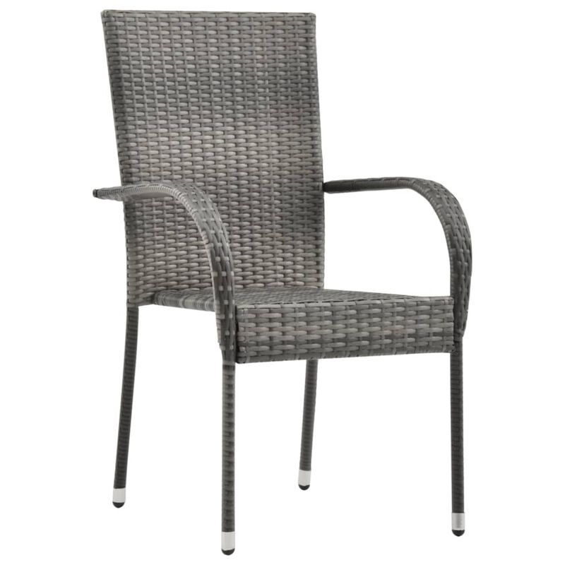 vidaXL Stackable Outdoor Chairs 4 pcs Gray Poly Rattan