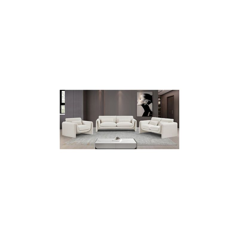 Meridian Furniture Stylus Cream Boucle Fabric Sofa