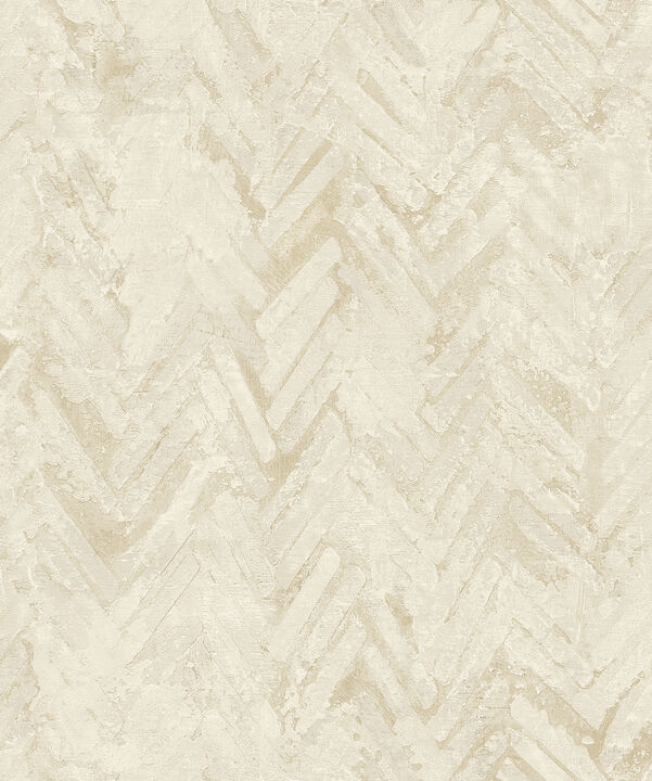Amesemi Cream Distressed Herringbone Wallpaper