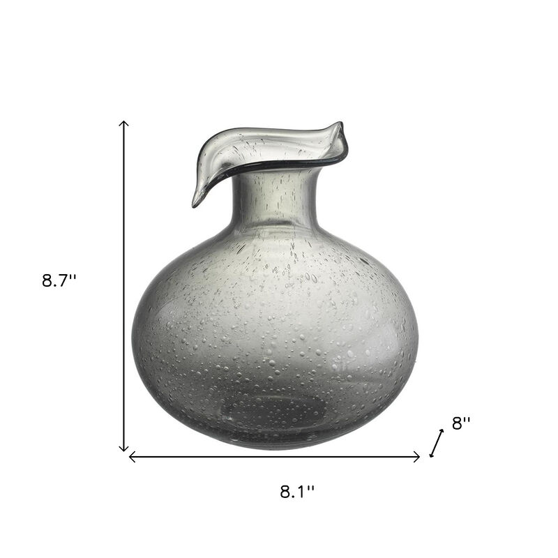 HomeRoots 9" Light Gray Bubble Glass Round Table Vase image number 6