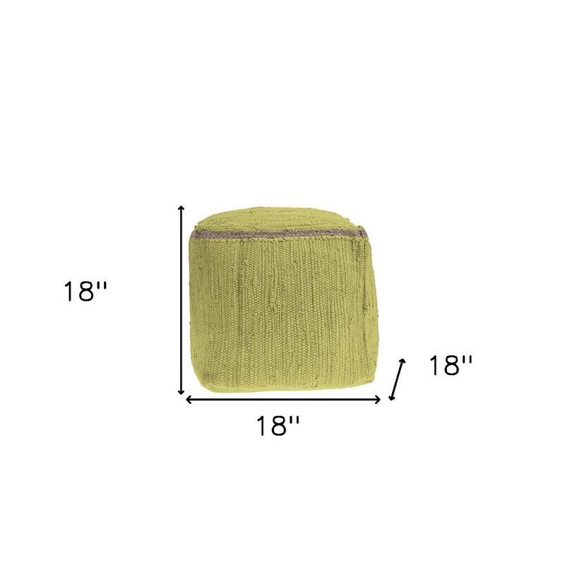 Hivvago 18 Inch Citron and Natural Cotton And Jute Cube Pouf Ottoman
