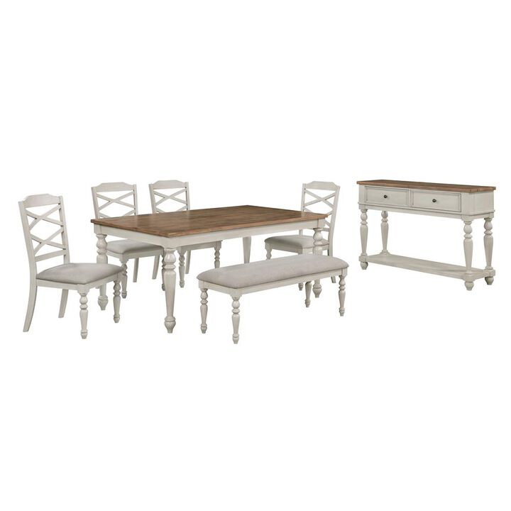 New Classic Furniture Jennifer Dining Table + 4 Chairs + 1 Bench