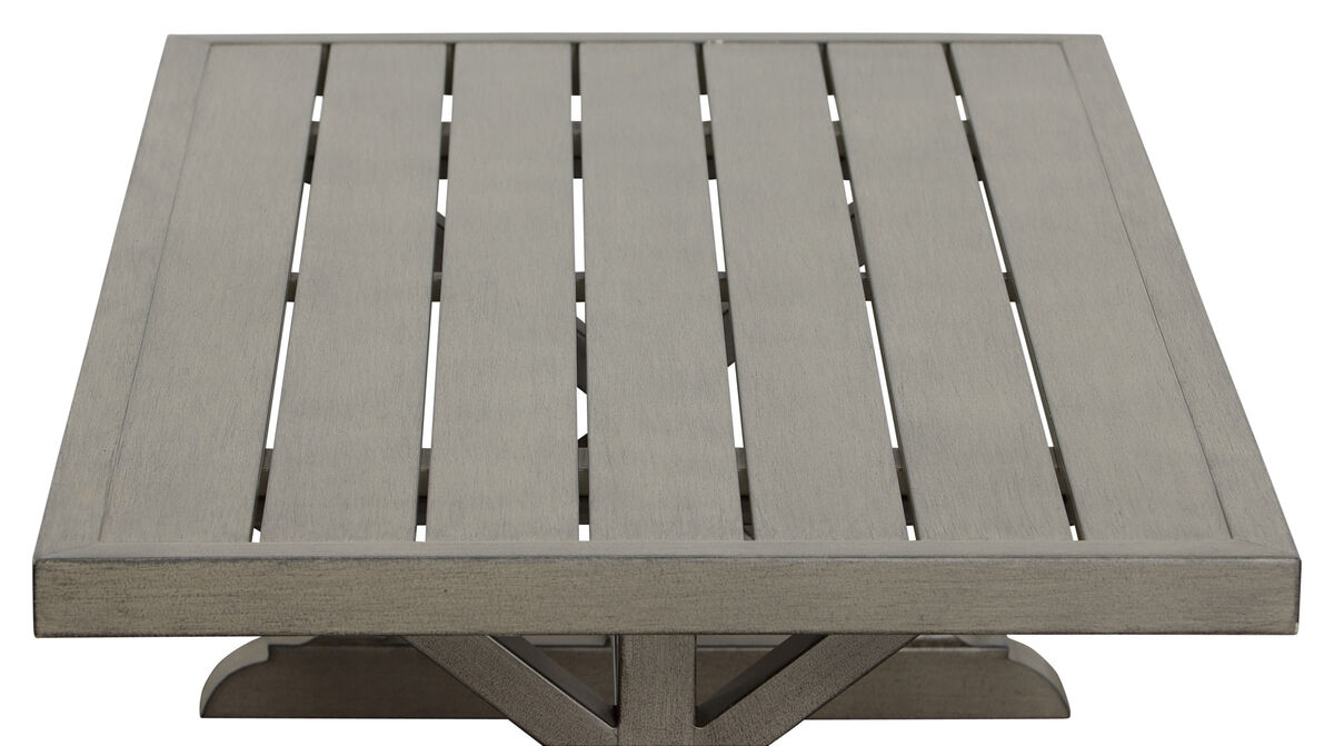 Brown Aluminum Coffee Table - Mission Influences, Bottom Shelf - Rust-Resistant, Weather-Resistant - Functional and Stylish
