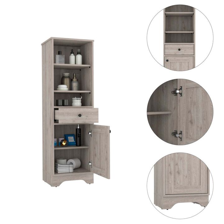 Andalusia 1-Drawer 3-Shelf Linen Cabinet Light Grey