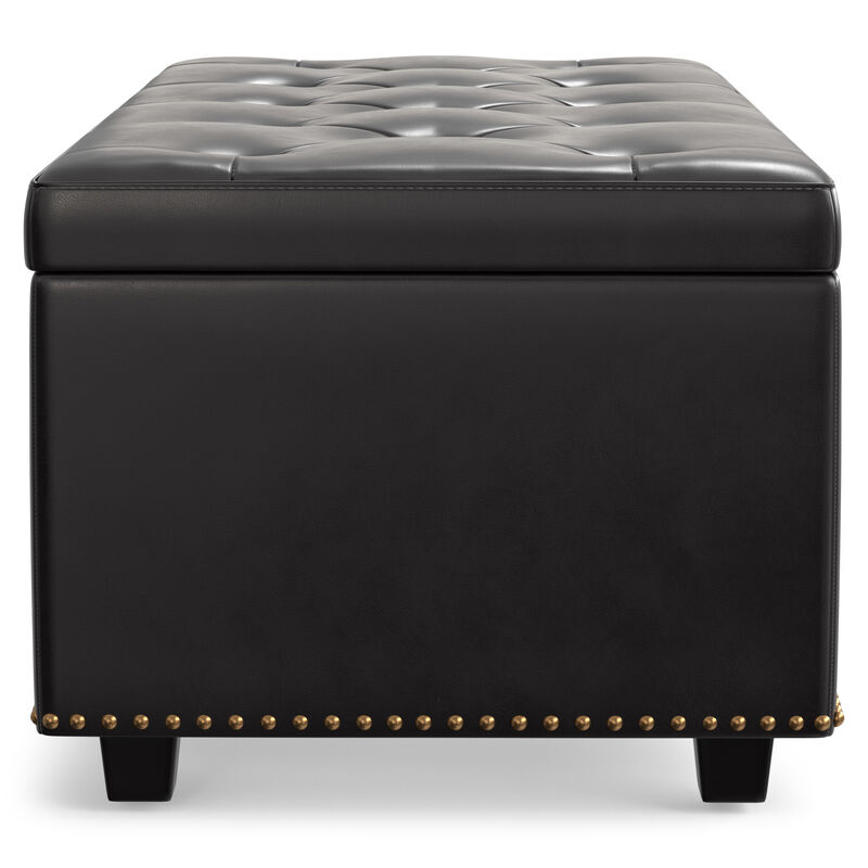 Hamilton Lift Top Rectangular Storage Ottoman in Tanners Brown Faux Leather image number 4