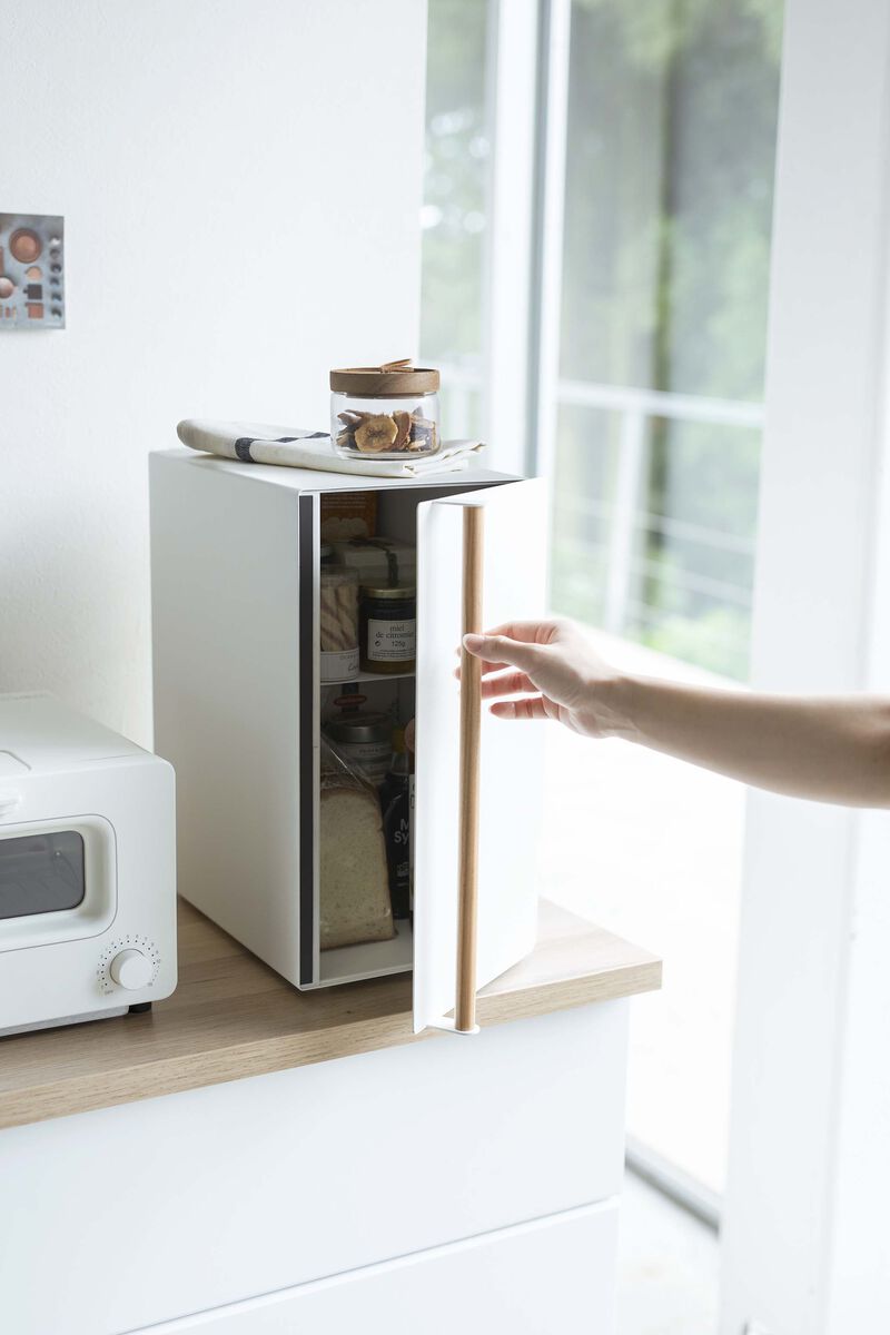 Bread Box - Tall, White & Wood