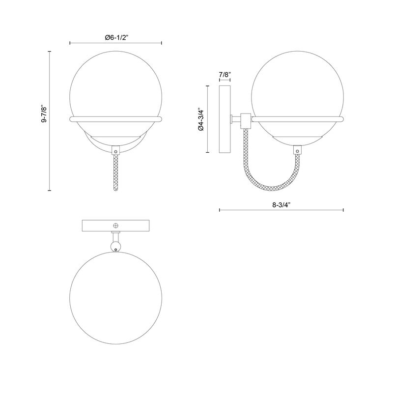 Alba 7-in Aged Brass/Opal Glass 1 Light Damp-Rated Wall/Vanity Light image number 6