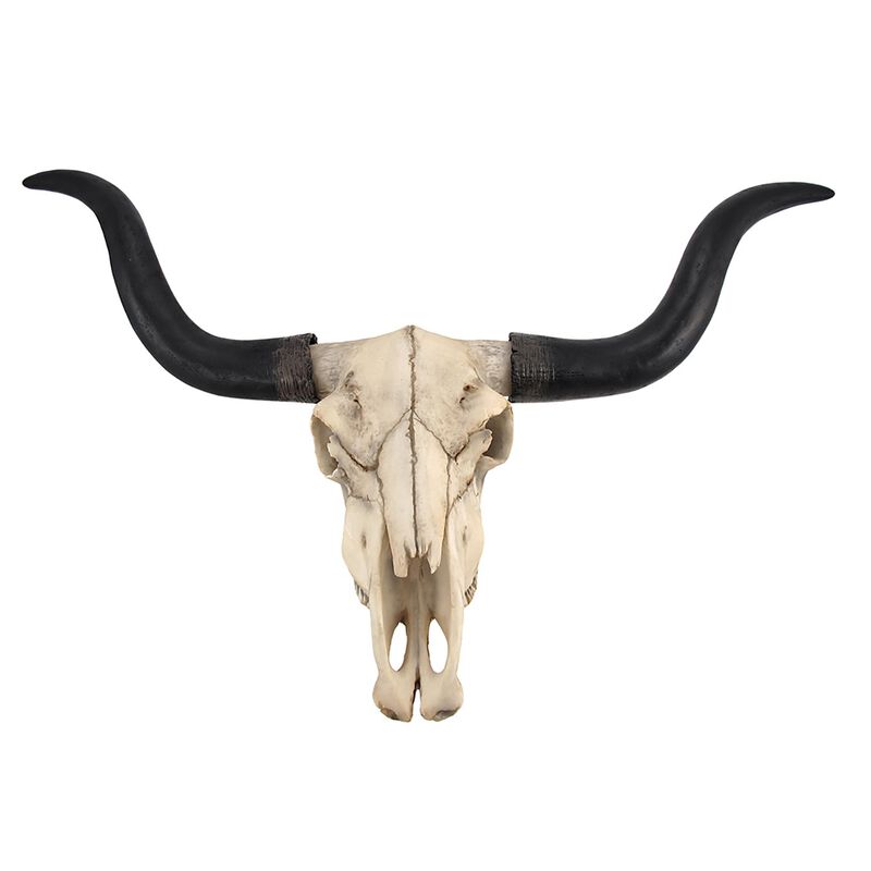 Huge Wall Hanging Longhorn Cow Skull 27in Wide Resin Long Horn Steer Wall Decor image number 0