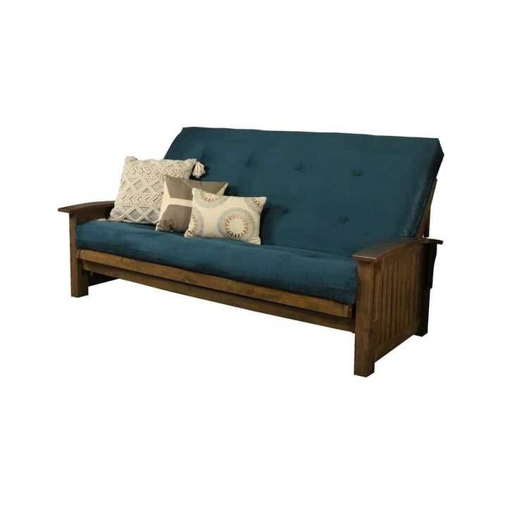 Washington Queen Frame-Rustic Walnut Finish-Suede Navy Mattress