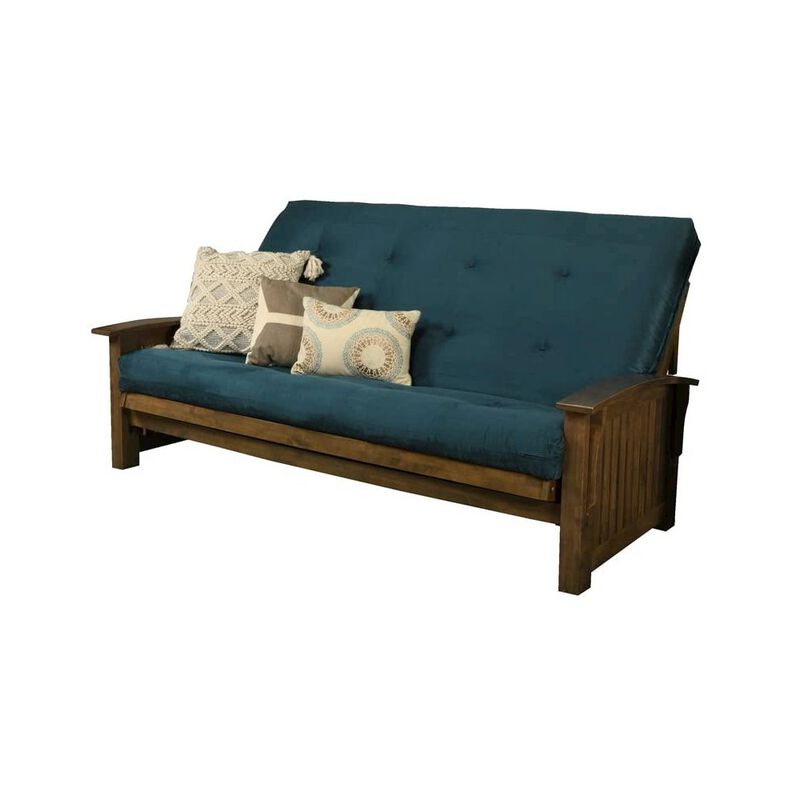 Washington Queen Frame-Rustic Walnut Finish-Suede Navy Mattress image number 0