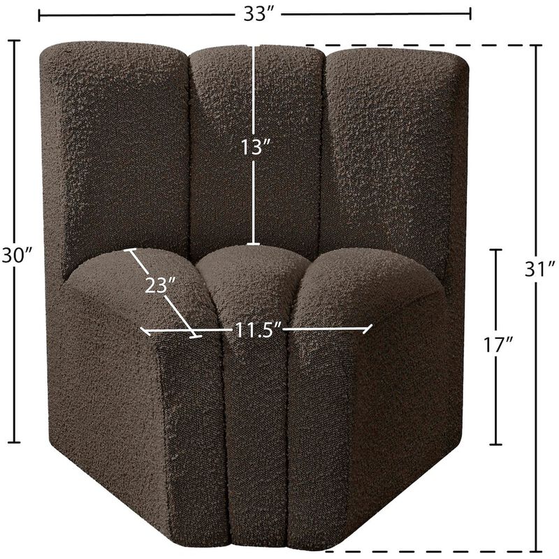 Meridian Furniture Arc Brown Boucle Fabric Curved Corner