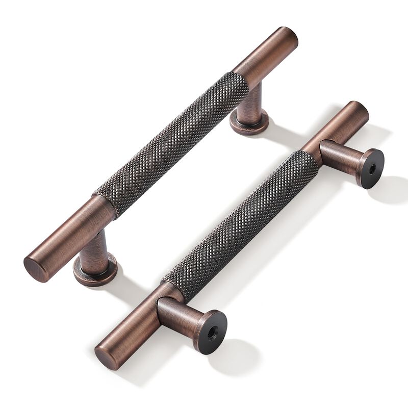 khtumeware 10 Pack 5 Inch(128mm) Drawer Handles Knurled Brushed Antique Copper Cabinet Pulls Kitchen Hardware