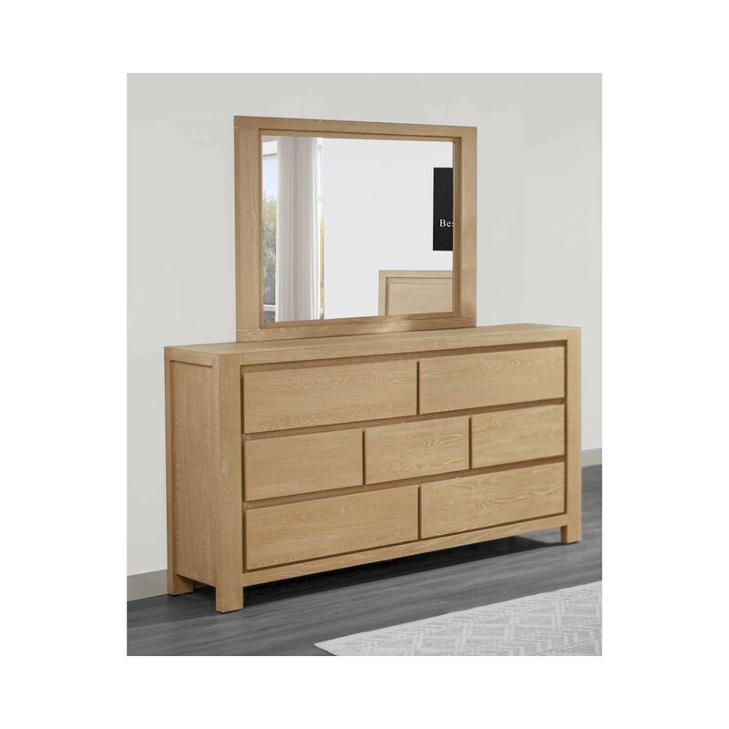Rubber Wood Light Oak Natuiral Finish Dresser and Mirror image number 1