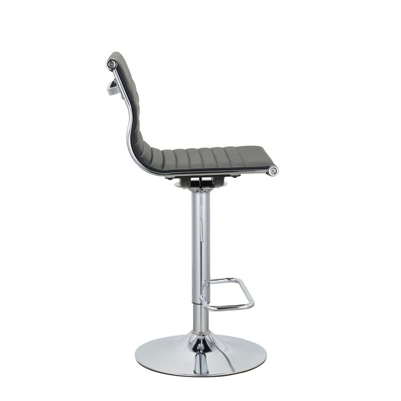 Beli 24-31 Inch Barstool Chair, Set of 2, Adjustable Height, Chrome, Black - Benzara image number 2