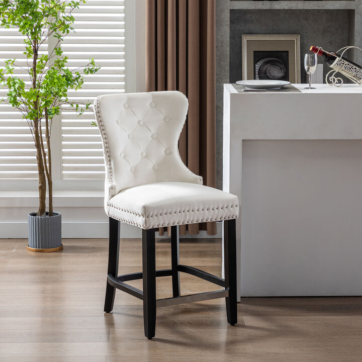 WestinTrends 24" Tufted Velvet Counter Stool