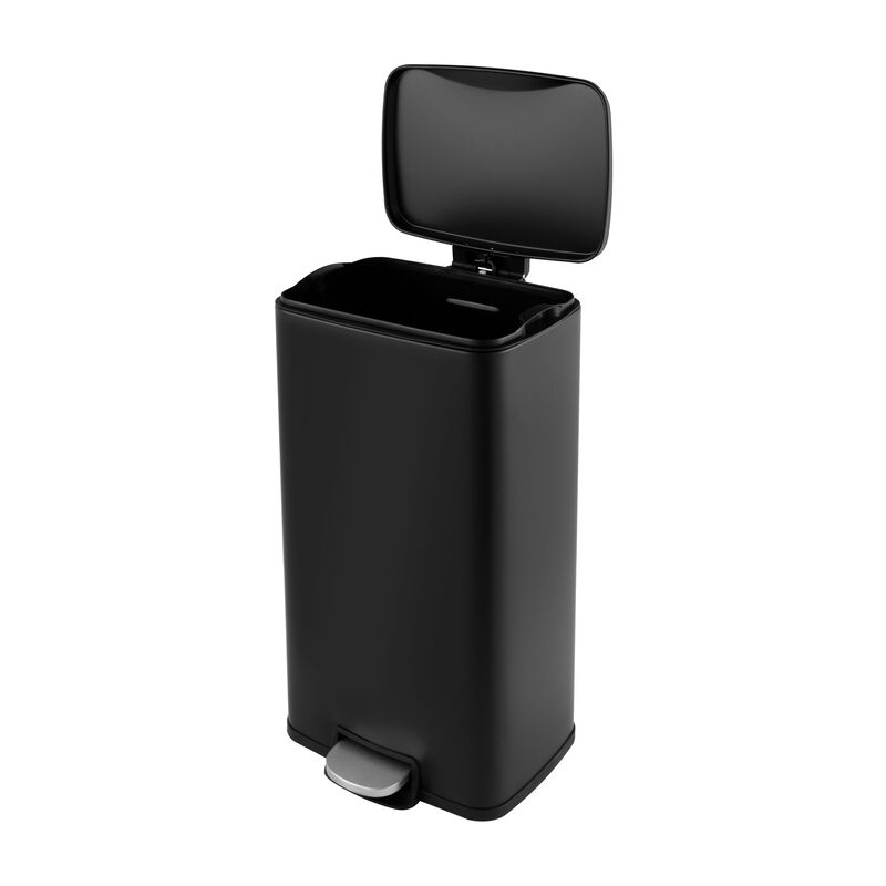 8 Gallon Stylish Rectangular Shape Matt Black Trash Can