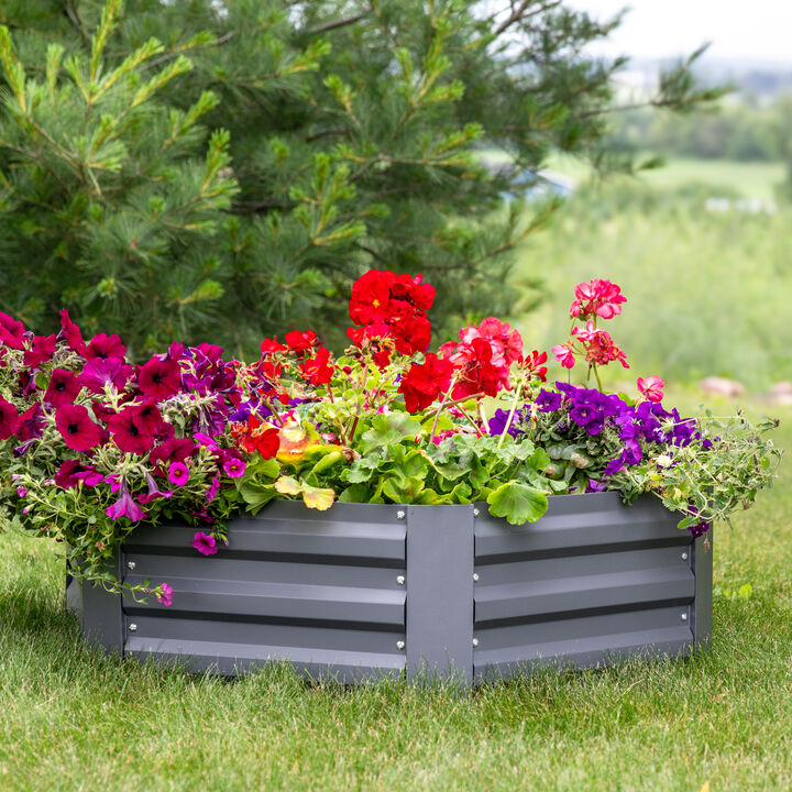 Galvanized Steel Hexagon-Shaped Raised Planter Bed